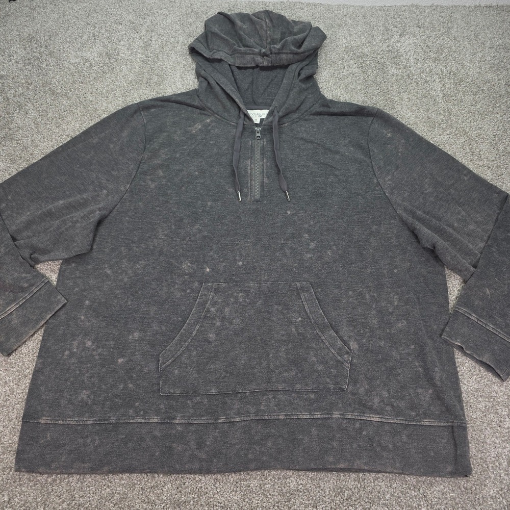 Koolaburra by UGG Womens 3X Gray Acid Wash Quarter Zip Hoodie Sweatshirt